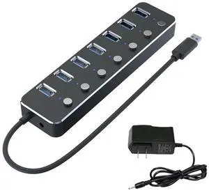 FOR USB 3.0 Power Adapter 7 Ports Aluminum Alloy Splitter Hub USB Hub 3.0 USB Multi Extender Switch 1.2M Cable Hub US Plug B FOR USB 3.0 Power Adapter 7 Ports Aluminum Alloy Splitter Hub USB Hub 3.0 USB Multi Extender Switch 1.2M Cable Hub US Plug B