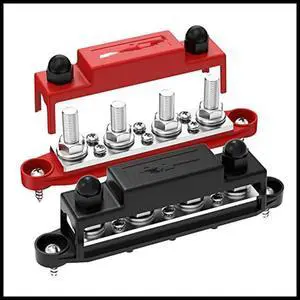 FOR 250A 12V Bus Bar Power Distribution Block Car Audio 12 Volt DC Busbar 4 x 3/8Inch Posts 6 x 8 Screws