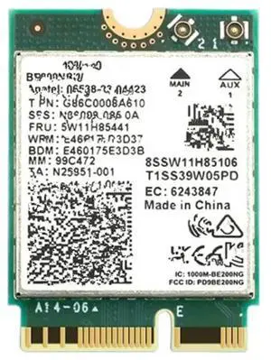 FOR BE200 WIFI 7 Wifi Card WiFi 6E BE200NGW 5.4 802.11AX Tri-Band M.2 NGFF Network Adapter