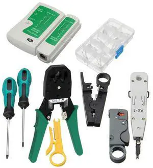 FOR 11Pcs RJ45 Network Tools Cable Wire Tester Crimping Cutter Punch Down RJ11 RJ12 RJ45 Computer LAN Crimper Tool Kit