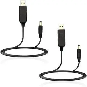 FOR 2Pack USB to DC Power Cable, 5V to 12V Step Up Charging Converter with 5.5 x 2.1mm Plug Barrel Jack for Devices That Need