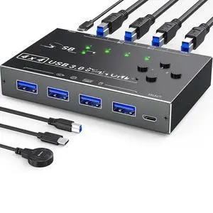 FOR USB 3.0 Switch 4 Computers, 4 Ports USB Switch Selector For Keyboard Mouse Switch Printer Sharer,