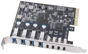 FOR PCIE USB3.2 GEN2 10Gbps Expansion Card PCI Express X4 To 4 Port TYPE A + 4 Port TYPE C Adapter USB HUB For Desktop PC