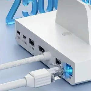 FOR /Steam Deck/Switch/OLED Dock 6 in 1 Docking Station with 4K 2.5G RJ45 100W PD RGB Light Hub(B)