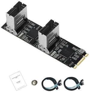 FOR M.2 PCIe3.0 to 8 Ports SATA 6G Multiplier Controller Card B/M Key NGFF Each Port Arrive 6Gbps with 2 Mini SAS Inter