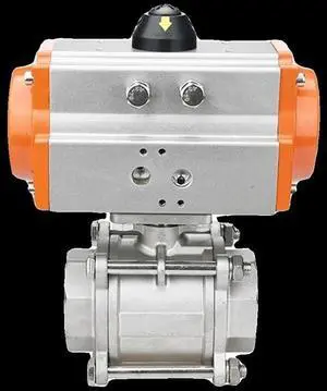 FOR DN50 DN65 DN80 Three Piece Pneumatic Ball With High PlatForm 304 Double Acting Cy r 304 Stainless Steel