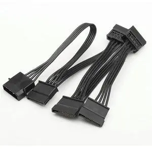 FOR 4Pin Female IDE PC Computer Hard Drive 1 to 5 SATA Splitter Power Supply Adapter Converter Cable Cord Black