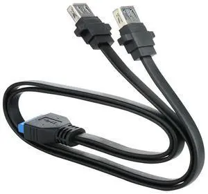 FOR Dual Ports USB 3.0 Female Screw Panel Mount To Motherboard 20 Pin Header Flat Cable Cord