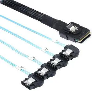 FOR MINI SAS HD SFF-8087 to 4x SATA Cable - Right Angle High Speed Server Internal Con tion Bundle