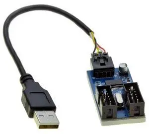 FOR USB 2.0 Male 1 to 2 9Pin USB header Female Extension Cable Card USB2.0 to 9-Pin USB HUB USB 2.0 9 pin Con tor Port Multilier