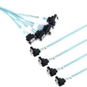 FOR SAS 4.0 4-Port 90° SATA to 4-Port SATA Inside Bend 90° SSD Hard Drive Data Motherboard Cable