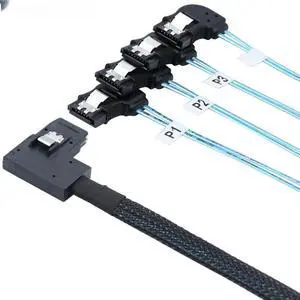 FOR High speed right-angled Mini SAS HD SFF-8087 to left-angled 4 SATA 7P server Internal Cable