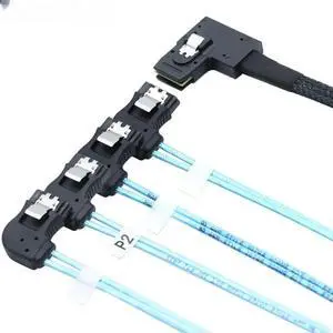 FOR High speed Left-angled Mini SAS HD SFF-8087 to Right-angled 4 SATA 7P server Internal Cable