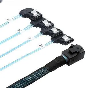 FOR MINI SAS HD SFF-8643 to 4 Ports SATA Left Angle High-speed Con tion Cable for Servers