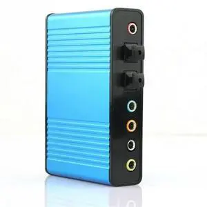 FOR 2014 Hot Deal 1Pcs Blue 6 channel 5.1 External Audio Music Sound Card Soundcard For Laptop PC