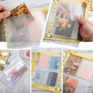 FOR A5 12Pcs 6 Holes Binder Pocket Set, Waterproof PVC Loose Leaf Bags Transparent Document Pouch Zipper Binder Sleeve Folder FOR A5 12Pcs 6 Holes Binder Pocket Set, Waterproof PVC Loose Leaf Bags Transparent Document Pouch Zipper Binder Sleeve Folder
