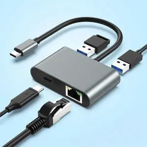 FOR 1000Mbps Ethernet Adapter Hub 60W PD Fast Charging Port Type-C Torj45 2XUSB 3.0 Network Adapter Forpc Laptop FOR 1000Mbps Ethernet Adapter Hub 60W PD Fast Charging Port Type-C Torj45 2XUSB 3.0 Network Adapter Forpc Laptop