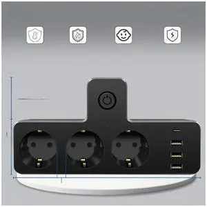 FOR Thermal Protection 2500W Surge-Protected Multi-Socket On/Off For Electronic Devices EU Plug FOR Thermal Protection 2500W Surge-Protected Multi-Socket On/Off For Electronic Devices EU Plug
