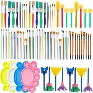 FOR 94Pc Paint Brush Set All Purpose With Assorted Colorful Washable Art Brushes For Adults Easy To Clean With Palette Tra FOR 94Pc Paint Brush Set All Purpose With Assorted Colorful Washable Art Brushes For Adults Easy To Clean With Palette Tra