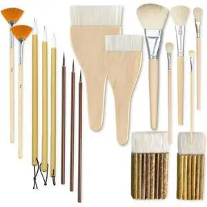 FOR Painting Brush Set- Wooden Brushes For Pottery Glazing, Clay Art& Watercolor Painting(17-Piece For Pottery Glaze) FOR Painting Brush Set- Wooden Brushes For Pottery Glazing, Clay Art& Watercolor Painting(17-Piece For Pottery Glaze)