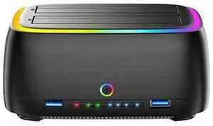 FOR Dual-Bay RGB Hard Drive Station HUB/TF/SD USB3.0 To SATA Type-C HDD Docking Station For 2.5/3.5 Inch HDD/SSD FOR Dual-Bay RGB Hard Drive Station HUB/TF/SD USB3.0 To SATA Type-C HDD Docking Station For 2.5/3.5 Inch HDD/SSD