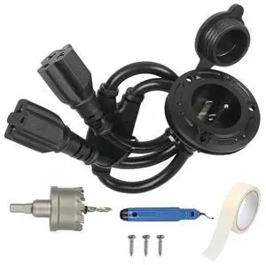 FOR RV Trailer Boat 20A 125V AC Port Plug, 12AWG For RV Shore Power Inlet With 5-In-1 Adapter& Dual Cord, US Standard US PL FOR RV Trailer Boat 20A 125V AC Port Plug, 12AWG For RV Shore Power Inlet With 5-In-1 Adapter& Dual Cord, US Standard US PL
