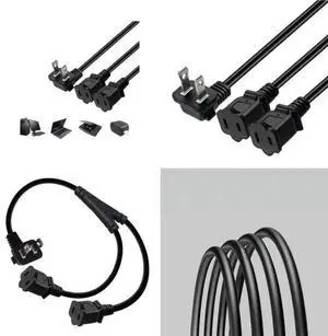 FOR 1x1-15P Right Bend Plug to 2x1-15R Power Adapter, ETL Certified Two-pin Plugs FOR 1x1-15P Right Bend Plug to 2x1-15R Power Adapter, ETL Certified Two-pin Plugs