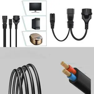 FOR IEC320 C14 Male to C7 Female and German 4.8mm Socket Adapter Converter Cable FOR IEC320 C14 Male to C7 Female and German 4.8mm Socket Adapter Converter Cable