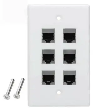 FOR 652F Ethernet Wall Plate 1-6 Port Cat7 Keystones Couplers Female to Female Wall Outlet Solderless White Face Plate Panel FOR 652F Ethernet Wall Plate 1-6 Port Cat7 Keystones Couplers Female to Female Wall Outlet Solderless White Face Plate Panel