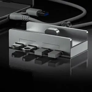 FOR 10Gbps USB C USB Hub 4 Ports Aluminum USB 3.1 Docking Hub Clamp for Desk Computer with 5V 2A Extra Power Supply Port FOR 10Gbps USB C USB Hub 4 Ports Aluminum USB 3.1 Docking Hub Clamp for Desk Computer with 5V 2A Extra Power Supply Port