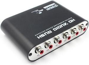 5.1 Rush Digital Sound Decoder DTS / AC3 Dolby SPDIF Input to channel Digital Audio Converter with Optical SPDIF Coaxial Dolby AC3 DTS stereo(R/L) to 5.1CH Analog Audio (6RCA Output)