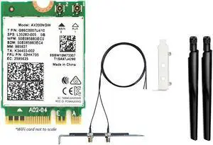 Wi-Fi 6 (Gig+) Desktop Upgrade Kit, AX200, 2230, 2x2 AX+BT, Includes High Gain Antennas, Brackets & RF Cable No vPro