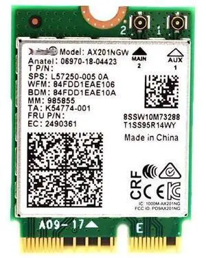 Intel AX201 IEEE 802.11ax Bluetooth 5.0 Wi-Fi/Bluetooth Combo Adapter for Notebook