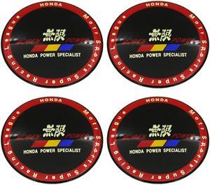 4 x 65mm Mugen Power Racing Wheel Center Cap Stickers, Hubcap Emblems Car Wheel Tuning Decal