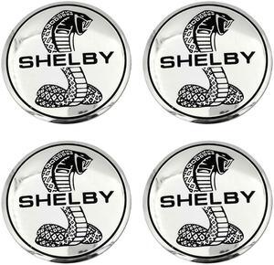 4 x Stick-On Chrome Shelby Snake Car Wheel Center Cap Stickers, Sporty Hubcap Emblems Universal Fit