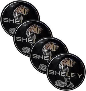 4 x Stick-On Shelby Snake Car Wheel Center Cap Stickers, Sporty Hubcap Emblems Universal Fit