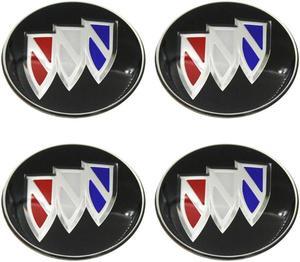 CHESHUN Set of 4 Domed Black Center Cap Stickers for Buick Hub Rim Badge 65mm