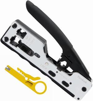 Yankok [CAT5/5e CAT6/6a CAT7 Modular Crimper] Crimps Shielded and Unshielded RJ45 (8P8C) RJ12 (6P6C) RJ11 (6P4C) Network Connectors Ethernet Data and Telephone Jacks Quick Silver