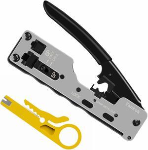 Yankok [CAT5 CAT6 CAT7 Modular Crimper] for Shielded and Unshielded RJ45 RJ12 RJ11 Network Connectors Ethernet Crimp Tool Silver (Come with Mini Cable Stripper)