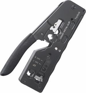 Yankok [All-in-One Pass Through Crimper] Crimps RJ45 Pass-Thru and RJ12 RJ11 Standard Shielded and Unshielded Network Connectors Strips and Cuts CAT5/5e CAT6 CAT6a CAT7 Ethernet Cables Black