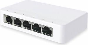 Yankok 5 Port Gigabit Ethernet Switch 10/100 Mbps Desktop Ethernet Splitter 4 Port Device Hub and 1 Port Router Internet Connect Unmanaged Unshielded White Plug and Play with Power Adapter