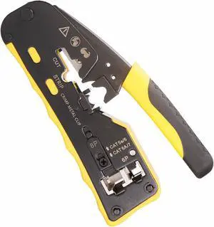 Yankok [The Final Pass Through Crimper] Crimps RJ45 Pass Thru and RJ11/RJ12 Standard Network Connectors for CAT5/5e CAT6/6a CAT7 Shielded and Unshielded Ethernet Cables All in One
