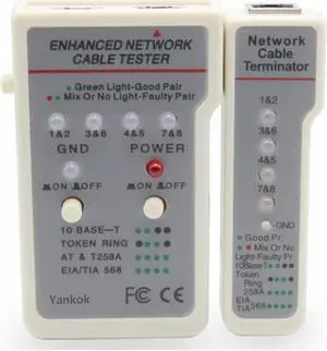 Yankok [Enhanced Network Cable Tester] Identifies Continuity Problems for RJ45 RJ12 RJ11 Ethernet Cables, 10BASE-T, 100BASE-T, EIA/TIA 568A/568B and Token Ring cables (Come with Carry Pouch)
