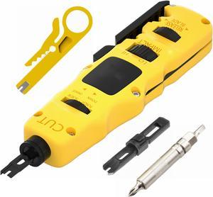 Yankok [374AP Impact Punch Down Tool] with 110/88 110/66 Blades and Removable Double Ended Screwdriver, Swing-out Hook and Spudger, Built-in Cable Stripper, Inserts and Terminates All in One