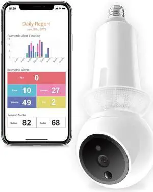 Zeus Indoor Lightbulb Security camera+1yr Subscription to 30-day Continuous Video Recording in the cloud only on Newegg.