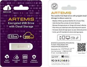 Amaryllo Artemis 2-in-1 200GB Cloud Storage + 32GB USB 2.0 Flash Drive with Auto Backup (USB Stick, Thumb Drive, Memory Stick)