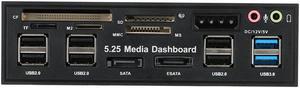 Multi-Function 5.25 Bay USB 3.0 Hub eSATA,Sata Front Panel,
 SATA Port Internal Card Reader PC Dashboard Media Front Panel Audio for SD MS CF TF M2 MMC Memory Cards Fits 5.25" Bay