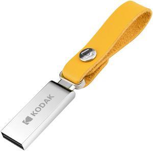 Kodak K122 64G U Disk Metal Portable USB Flash Drive Waterproof Mini Memory Stick Car Pen Drives Flashdisk USB2.0 Silver with Sling