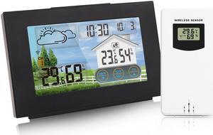 Geevon Weather Station Wireless Indoor Outdoor Thermometer Multiple  Sensors, Digital Temperature Humidity Monitor with Removable DIY Label  Stickers, Dual Alarms and Adjustable Backlight 