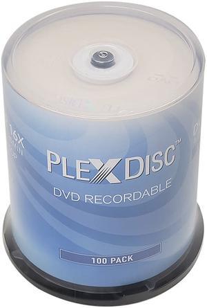 PlexDisc 16X DVD-R 4.7GB Logo Top Blank Media Recordable Disc 632-815-BX, 100 Discs
